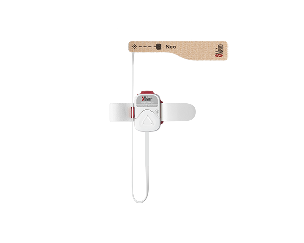 Radius PPG tetherless pulse oximetry sensor, bluetooth receiver, and chip.